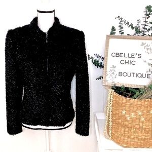 VTG Giancarlo Ferrari Black Shimmer Metallic Zip Blazer